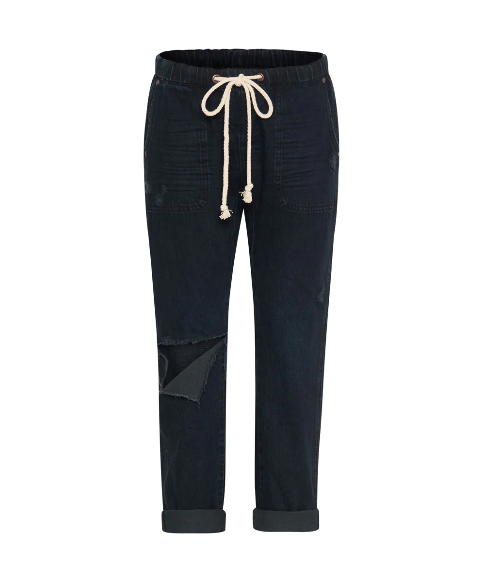 FOX BLACK SHABBIES DRAWSTRING BOYFRIEND JEANS - Image 6