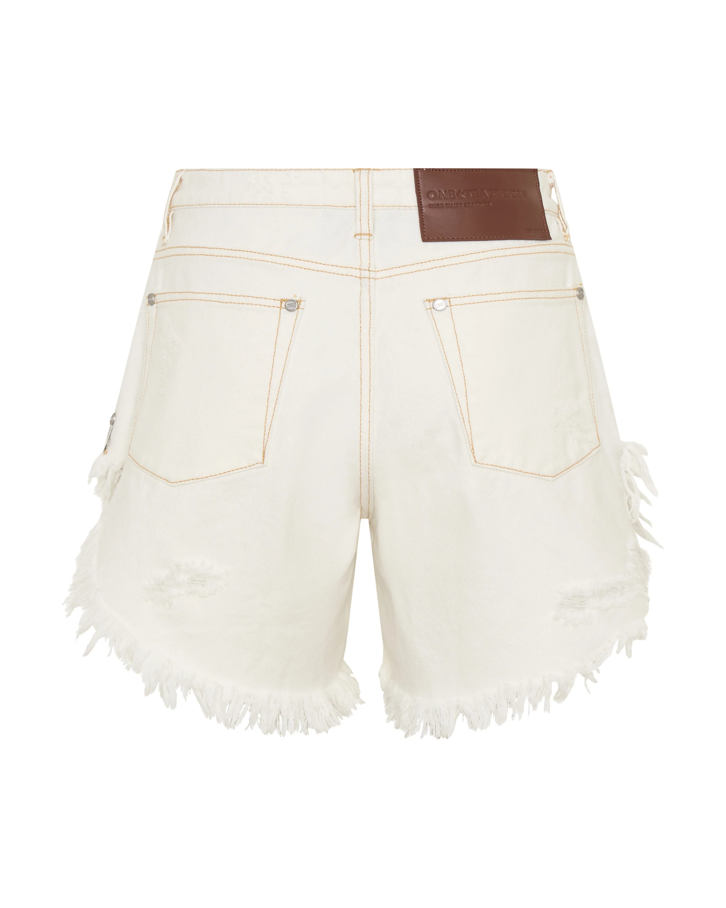 Frankies High Waist Long Length Denim Shorts - White Beauty - Image 11
