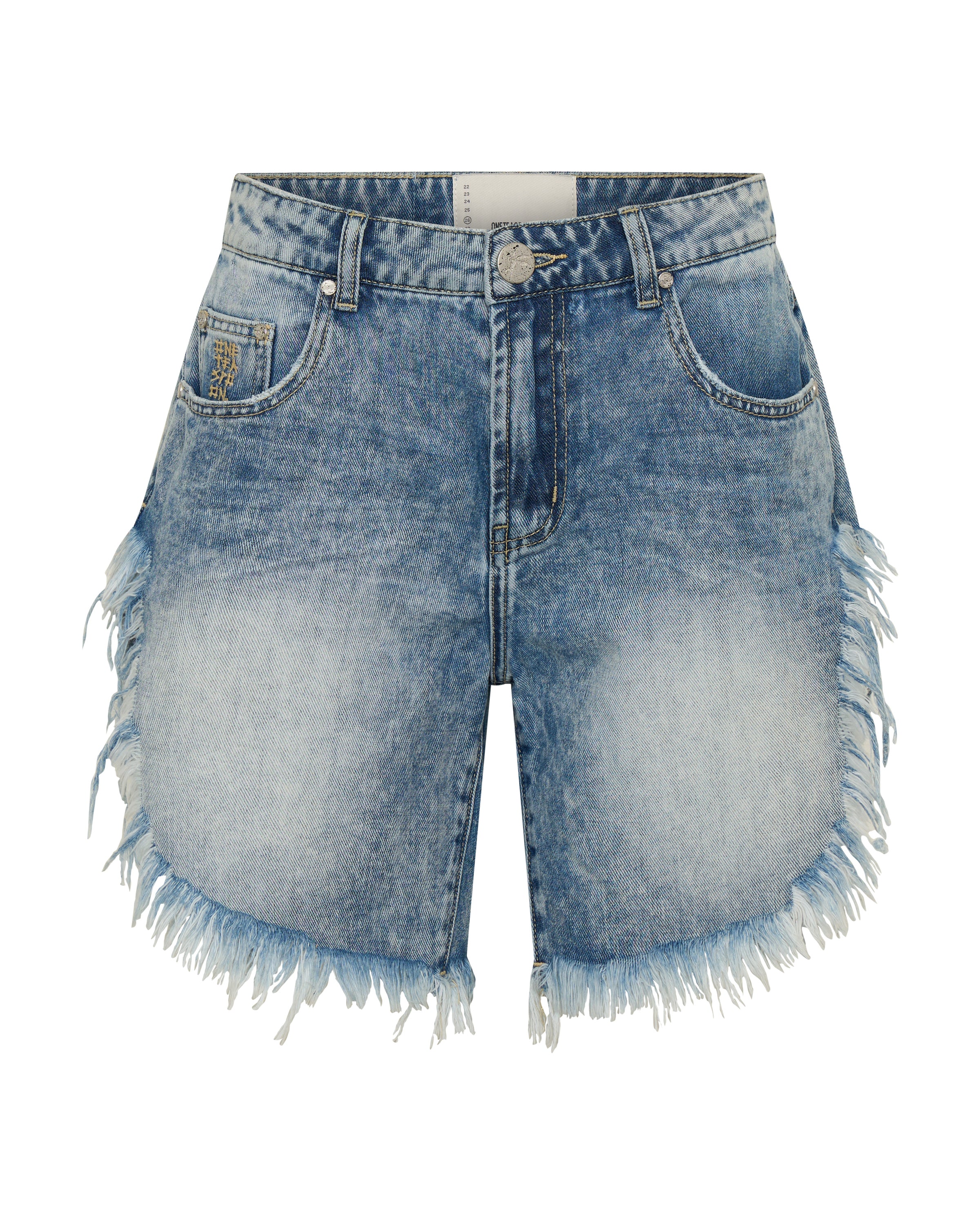Frankies Low Waist Long Length Denim Shorts - Sunset Blue - Image 12