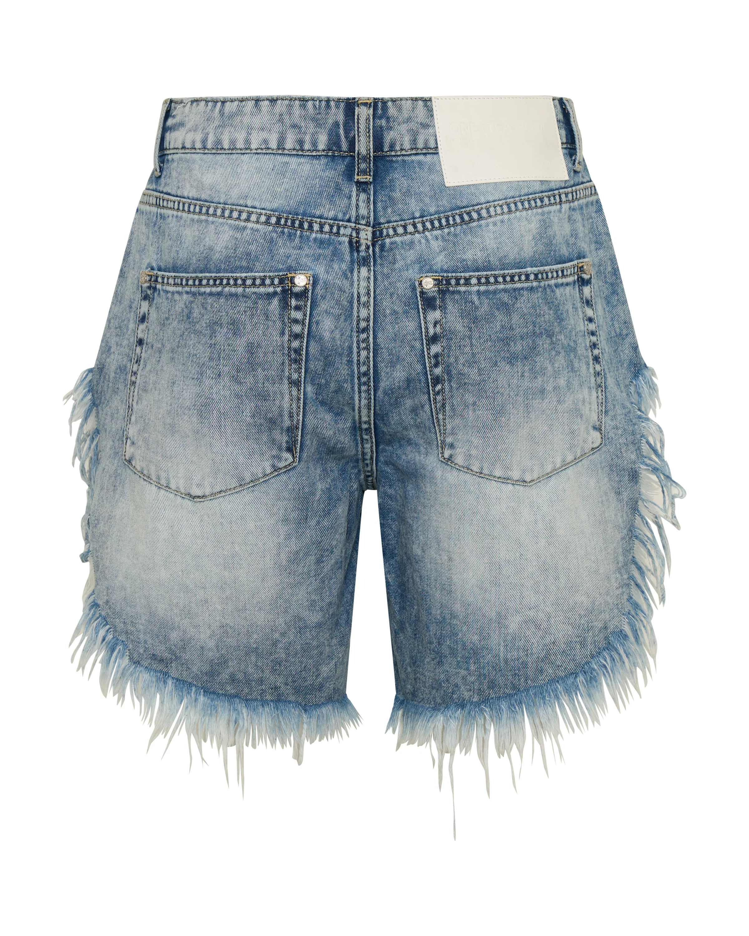 Frankies Low Waist Long Length Denim Shorts - Sunset Blue - Image 13