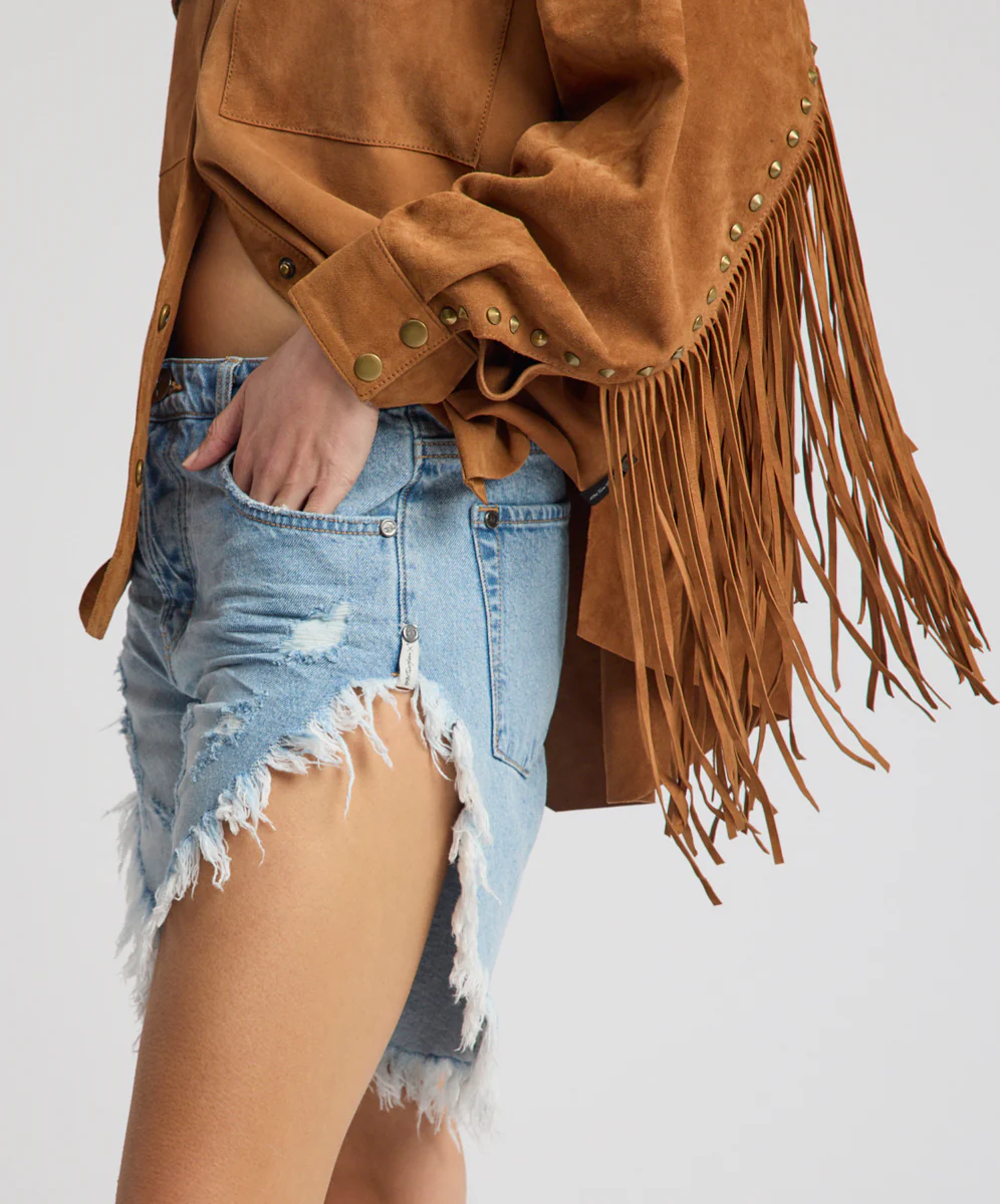 Frankies Low Waist Long Length Denim Shorts - Riviera Blue - Image 4