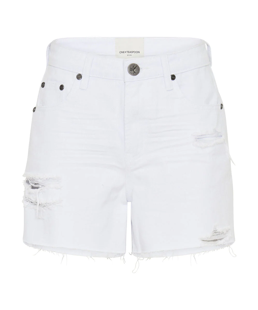 Legends High Waist Mom Fit Denim Shorts - Fresh White - Image 6