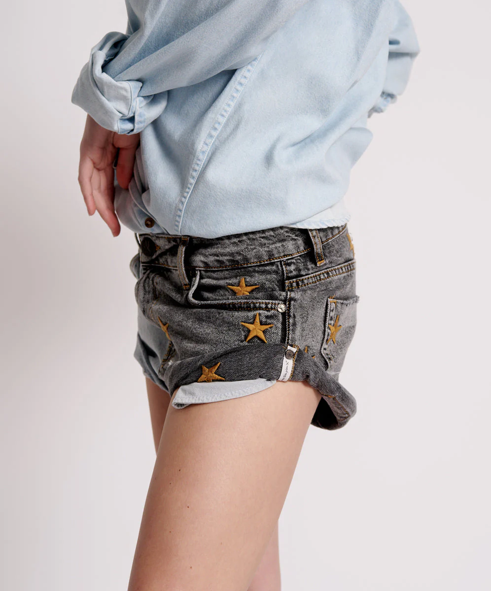 Bandits Low Waist Denim Shorts - Blue Grey - Image 3