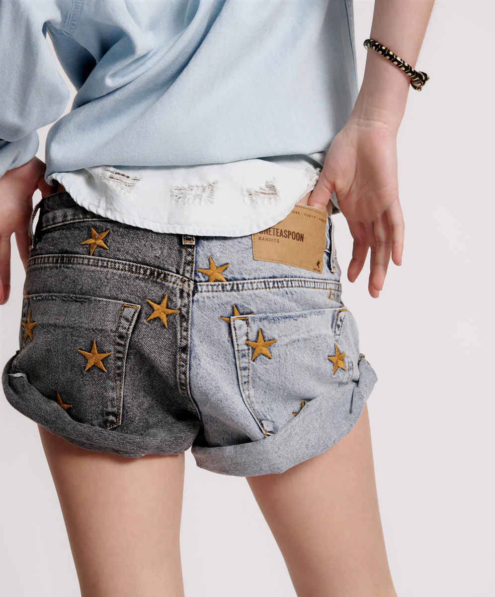 Bandits Low Waist Denim Shorts - Blue Grey - Image 4