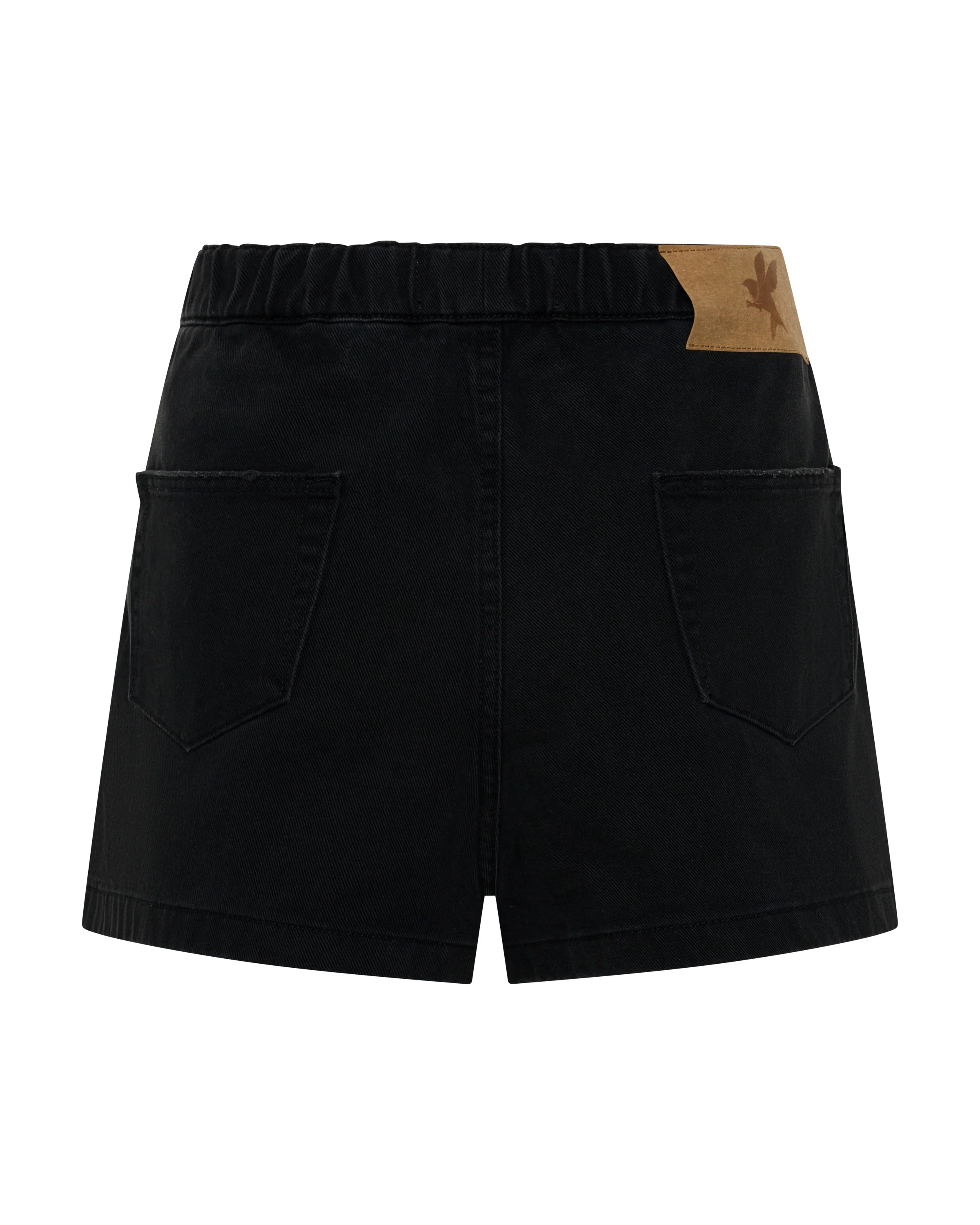 Funks High Waist Elasticated Denim Shorts - Smokey Black - Image 8