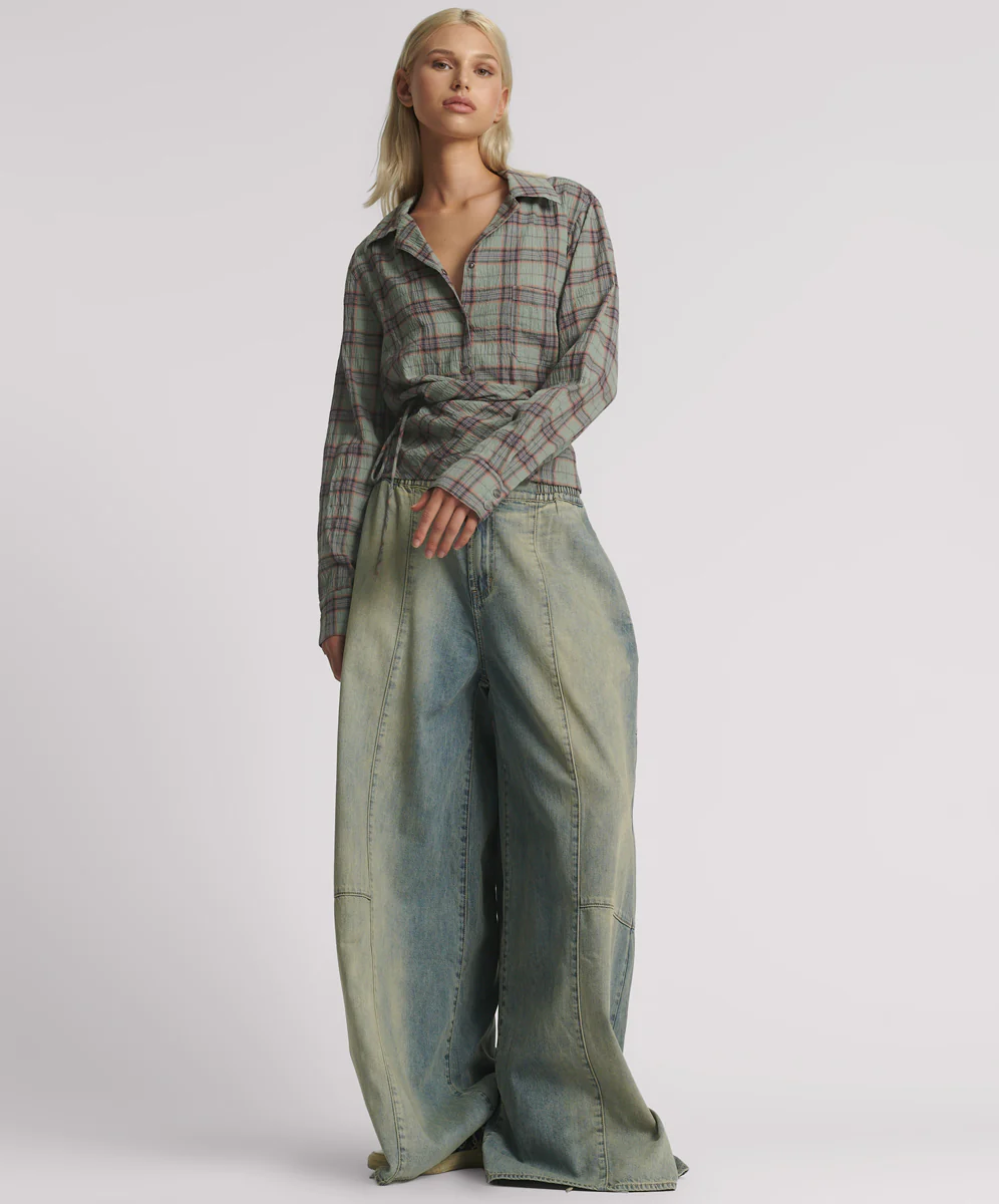 Get Checked Wrap Shirt - Sage - Image 5