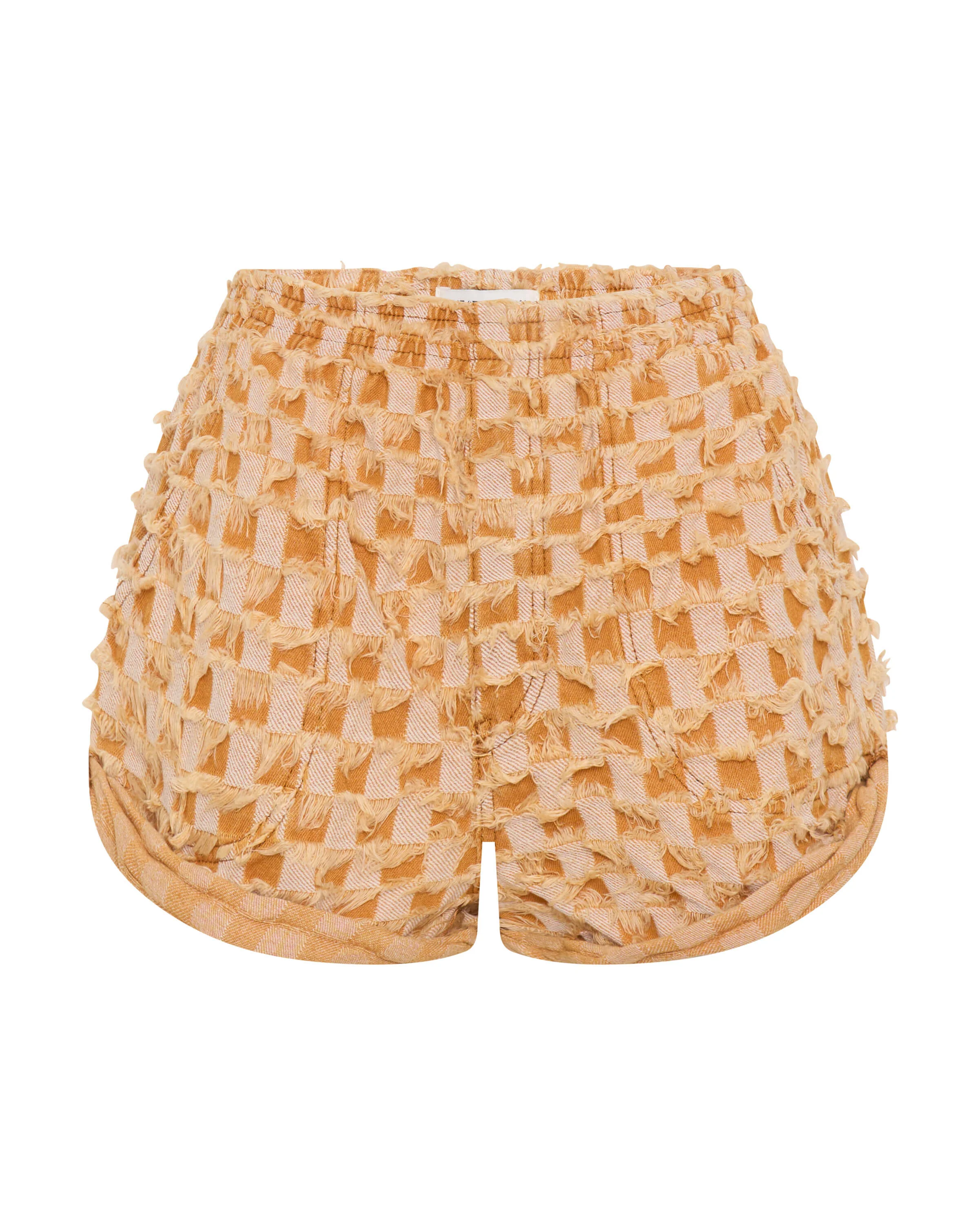 Hunters Mid Waist Boyfriend Elasticated Gingham Shorts - Yellow - Image 8