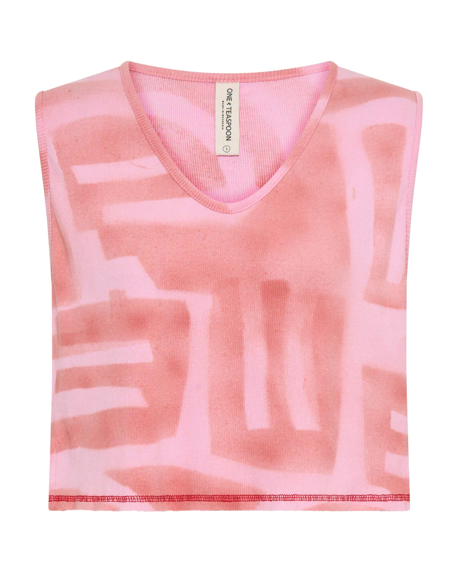 Gloria Moai V-Front Hand Painted Rib Tank Top - Pink - Image 6