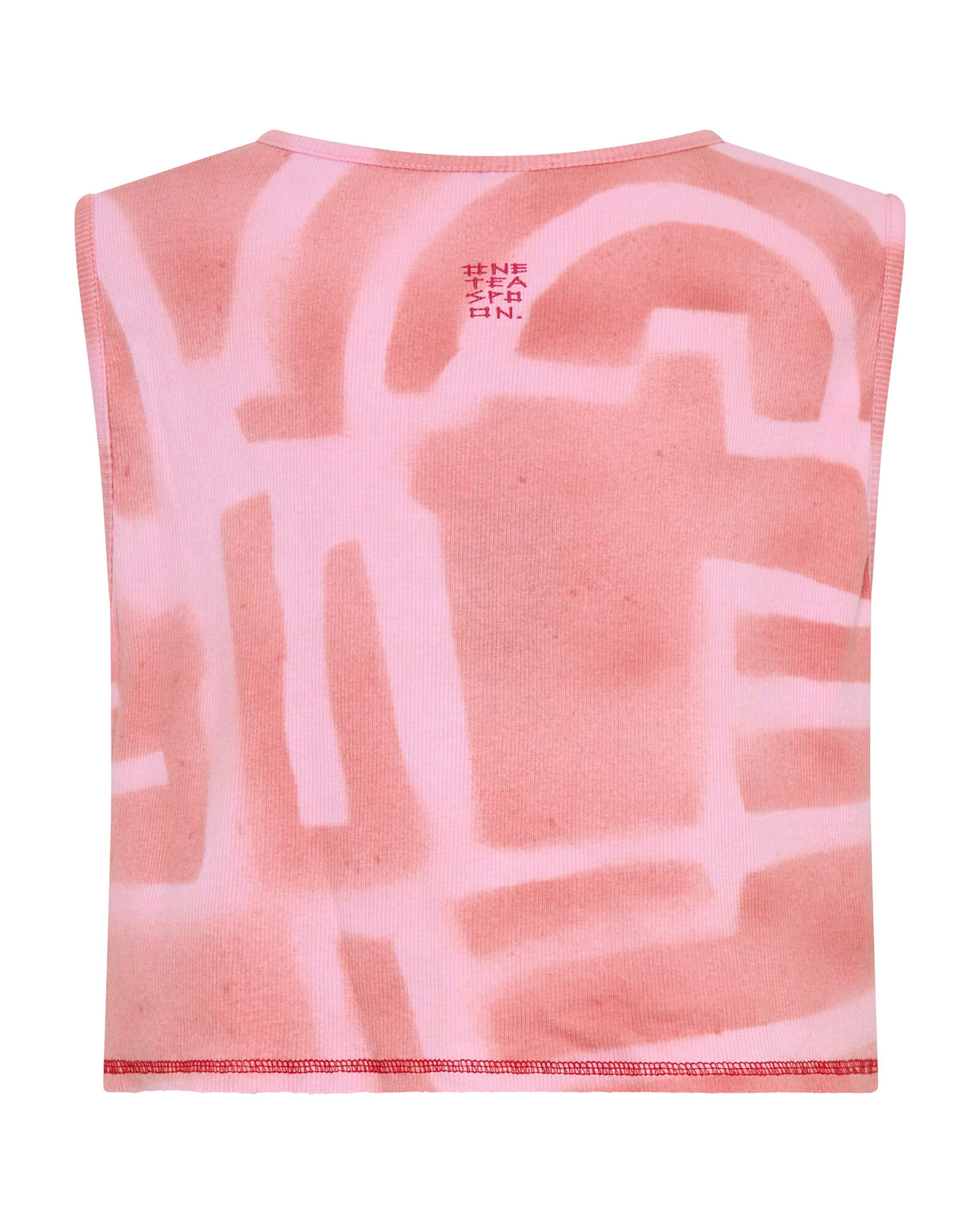 Gloria Moai V-Front Hand Painted Rib Tank Top - Pink - Image 7