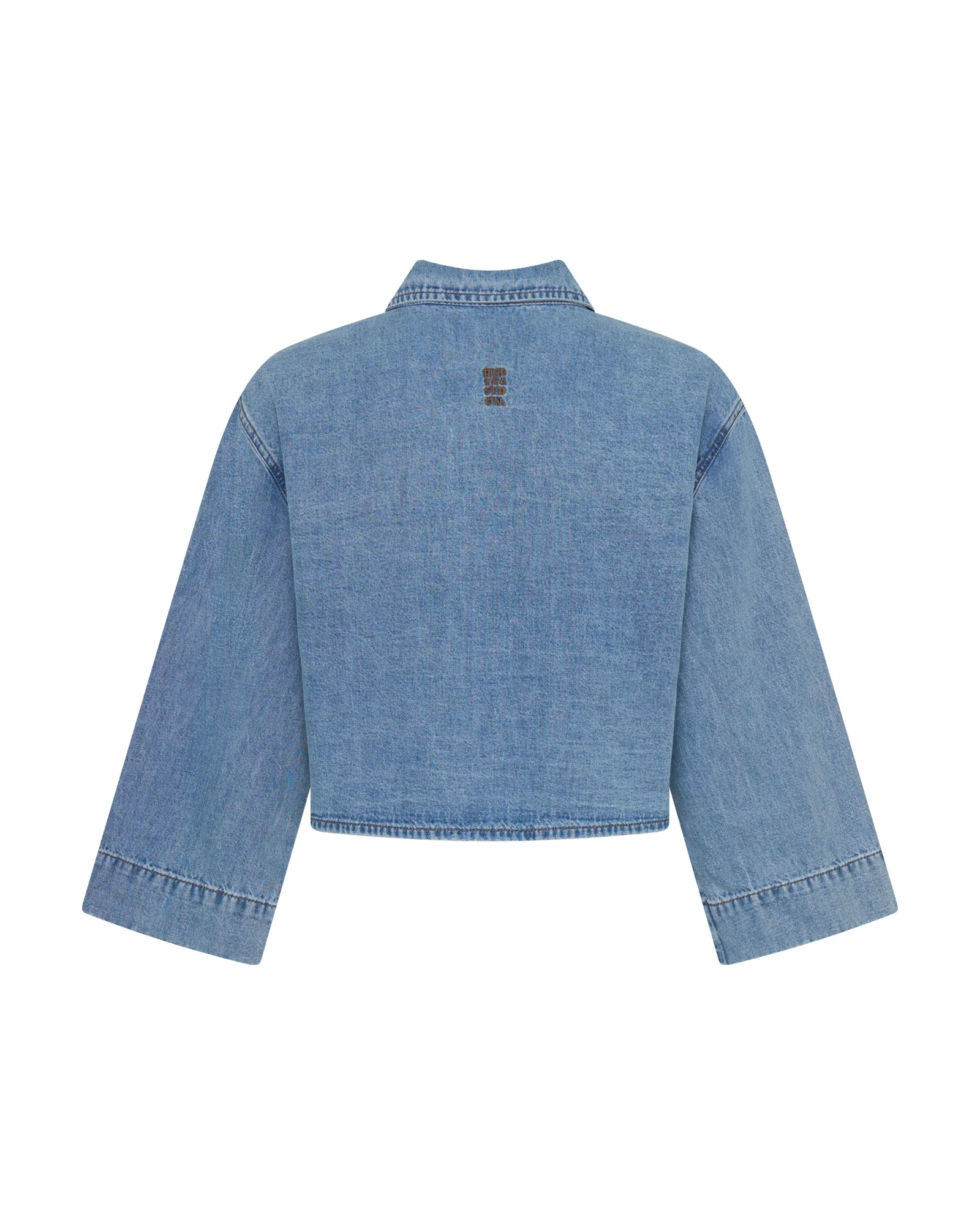 Gracie Cropped Denim Shirt - Misty Blue - Image 13
