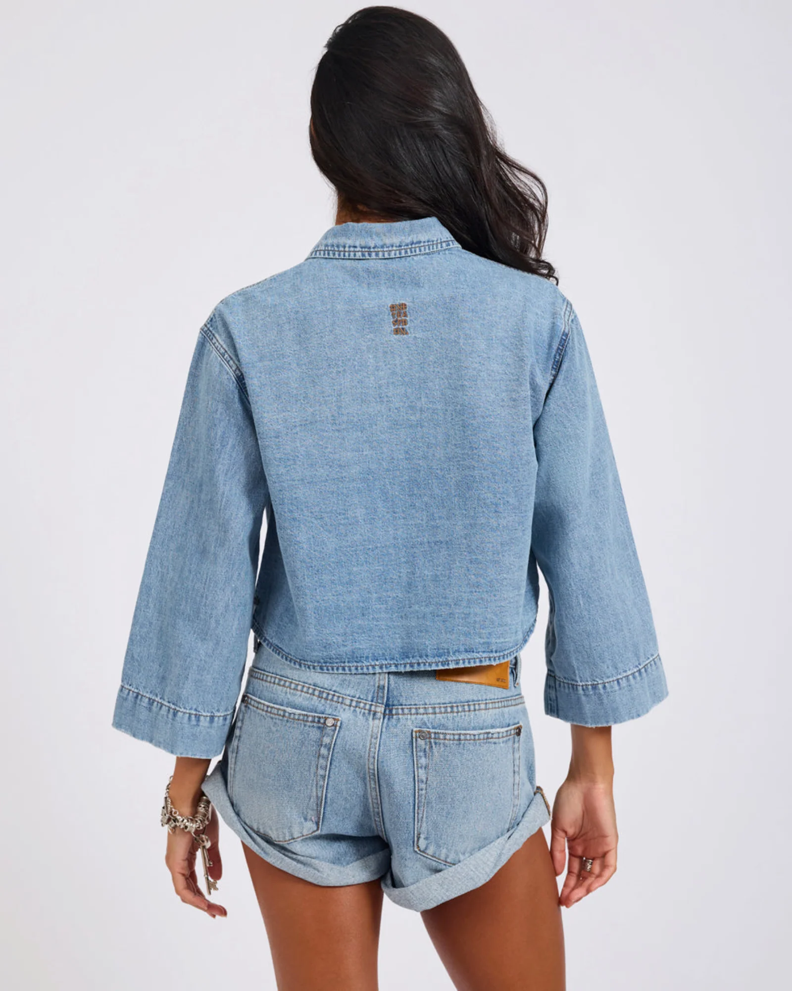 Gracie Cropped Denim Shirt - Misty Blue - Image 6