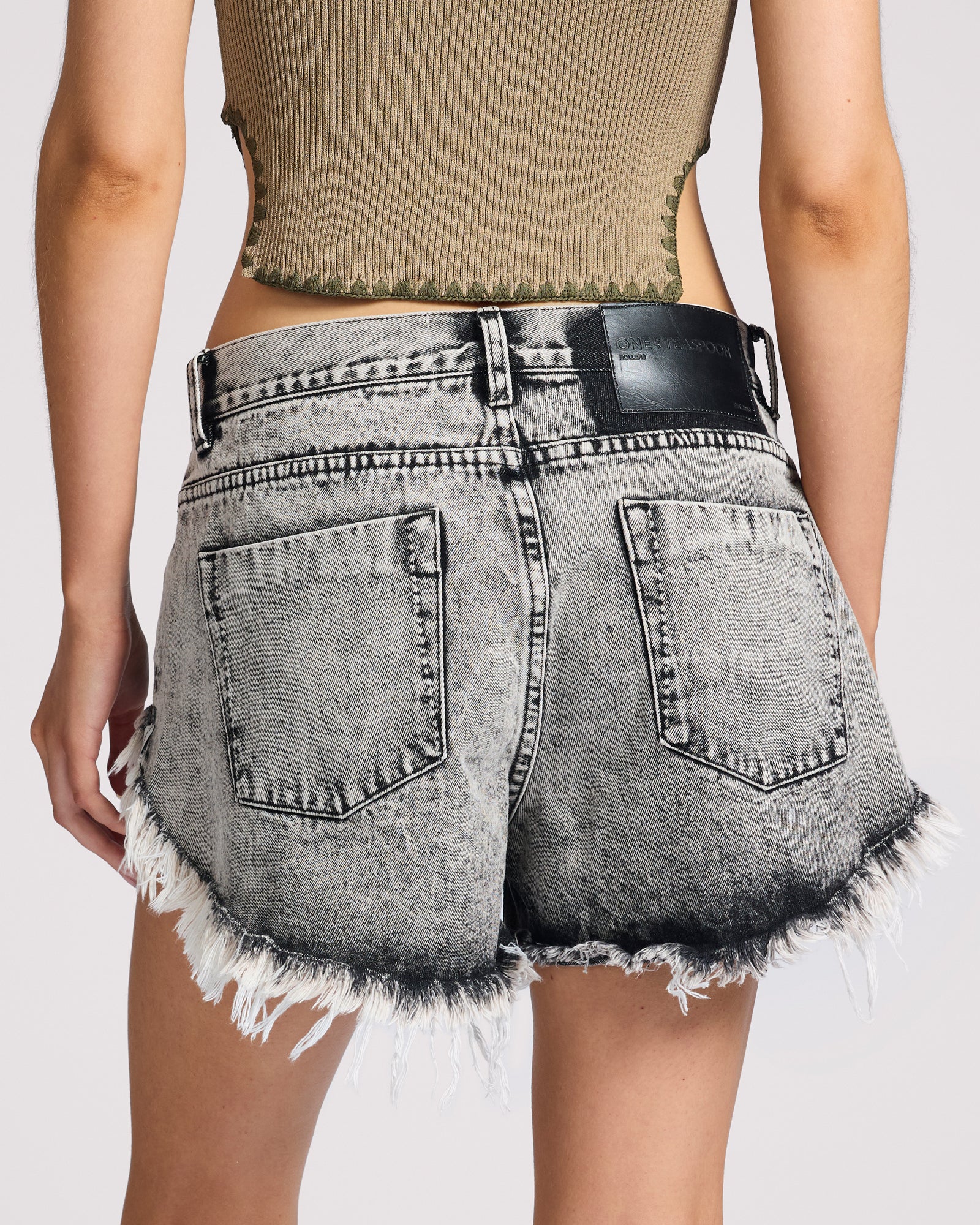 Rollers Low Waist Denim Shorts - Grey Society - Image 5