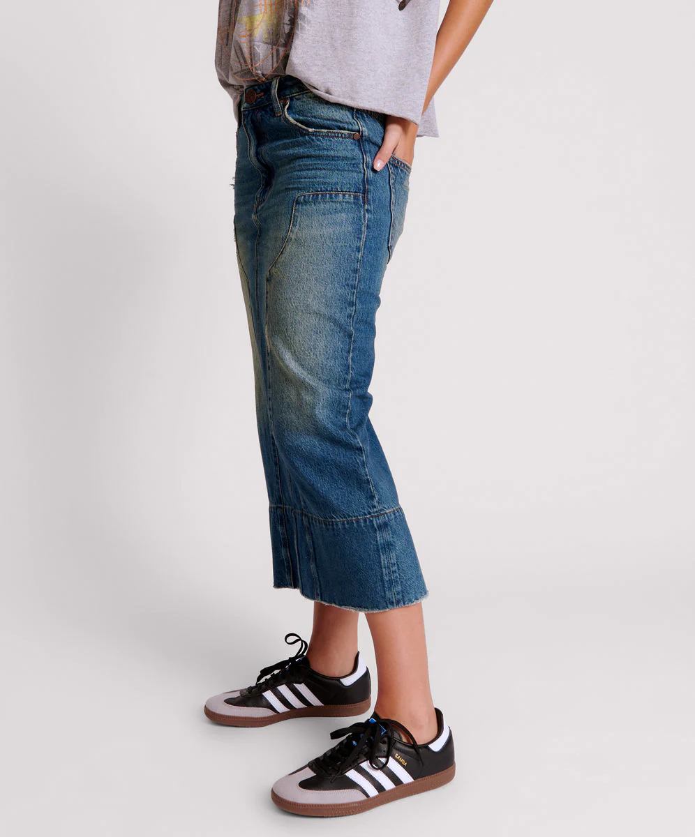 GRITTY BLUE CASSIDY MID WAIST LONG DENIM COLUMN SKIRT - Image 3