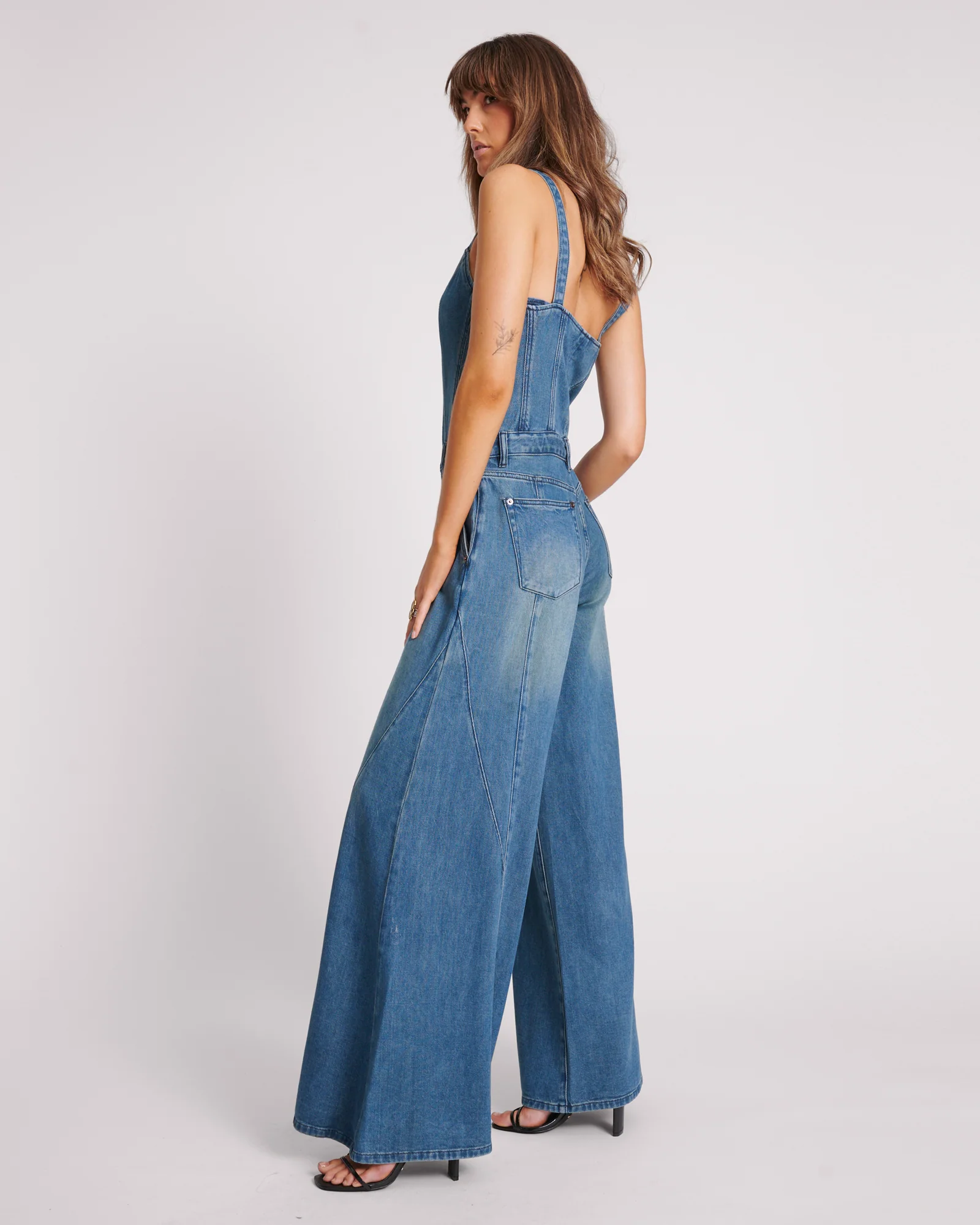 Freida Fit N Flare Denim Jumpsuit - Gritty Blue - Image 2