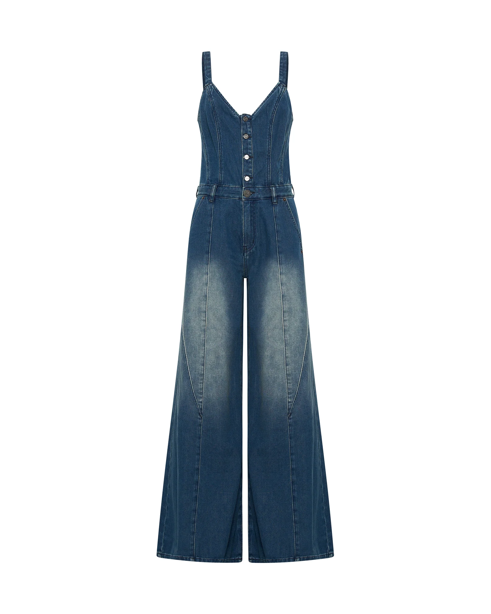 Freida Fit N Flare Denim Jumpsuit - Gritty Blue - Image 6
