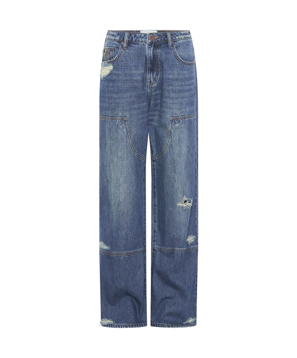 Jackson Mid Waist Wide Leg Denim Jeans - Gritty Blue - Image 6