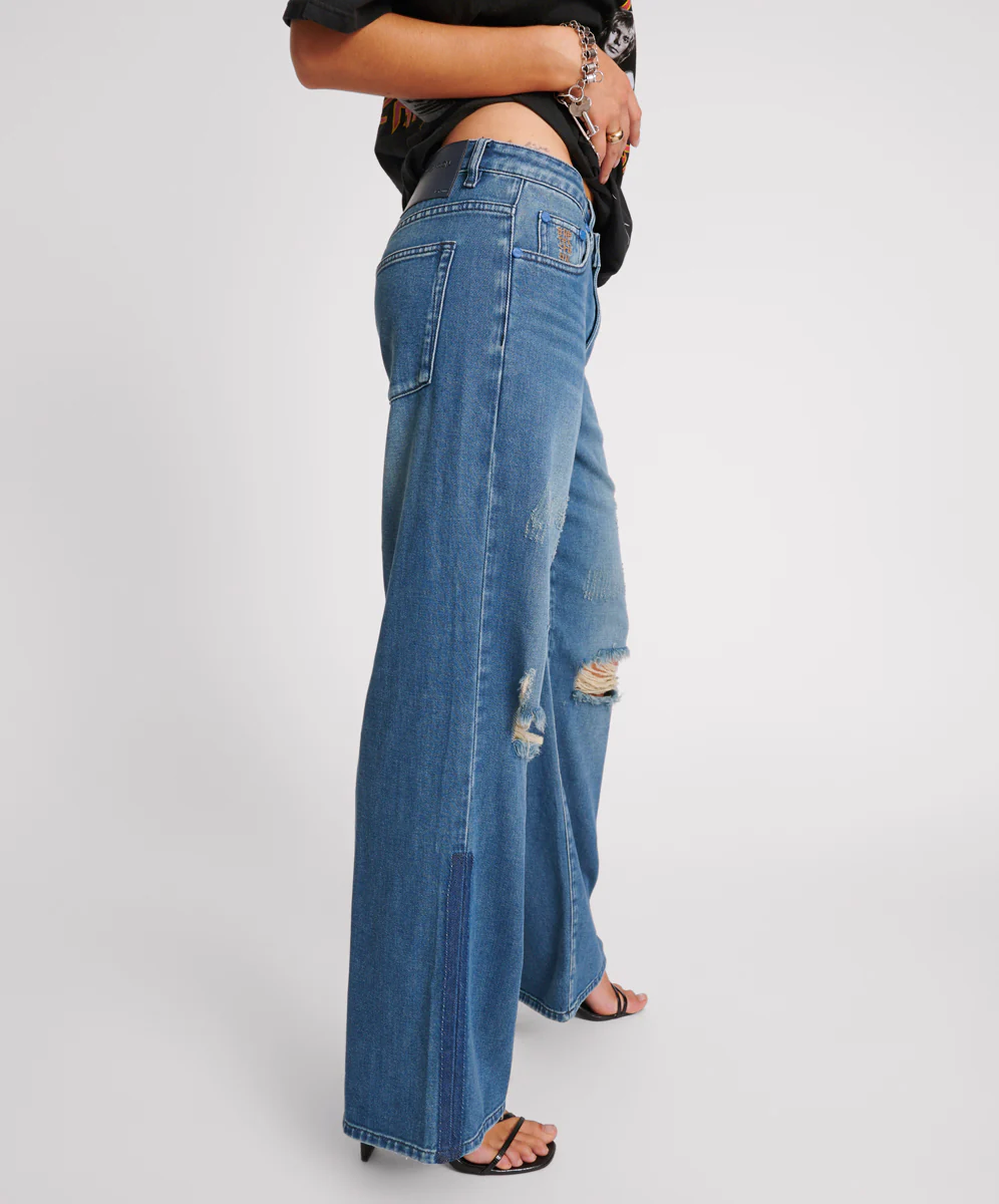 Low Riders Low Waist Wide Leg Denim Jeans - Gritty Blue - Image 5