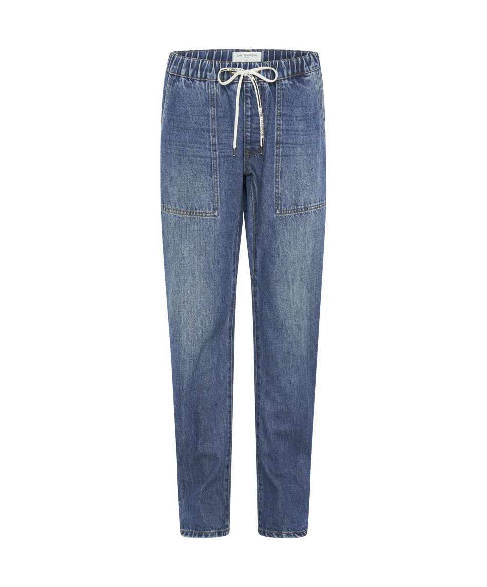 GRITTY BLUE SHABBIES DRAWSTRING BOYFRIEND JEANS - Image 6