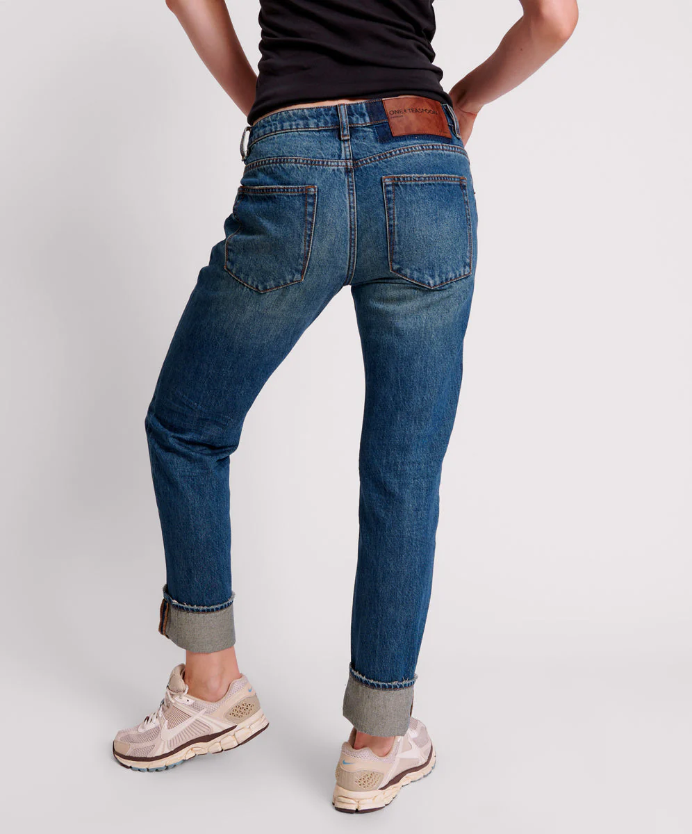 GRITTY BLUE TRUCKERS LOW WAIST STRAIGHT LEG JEANS - Image 4