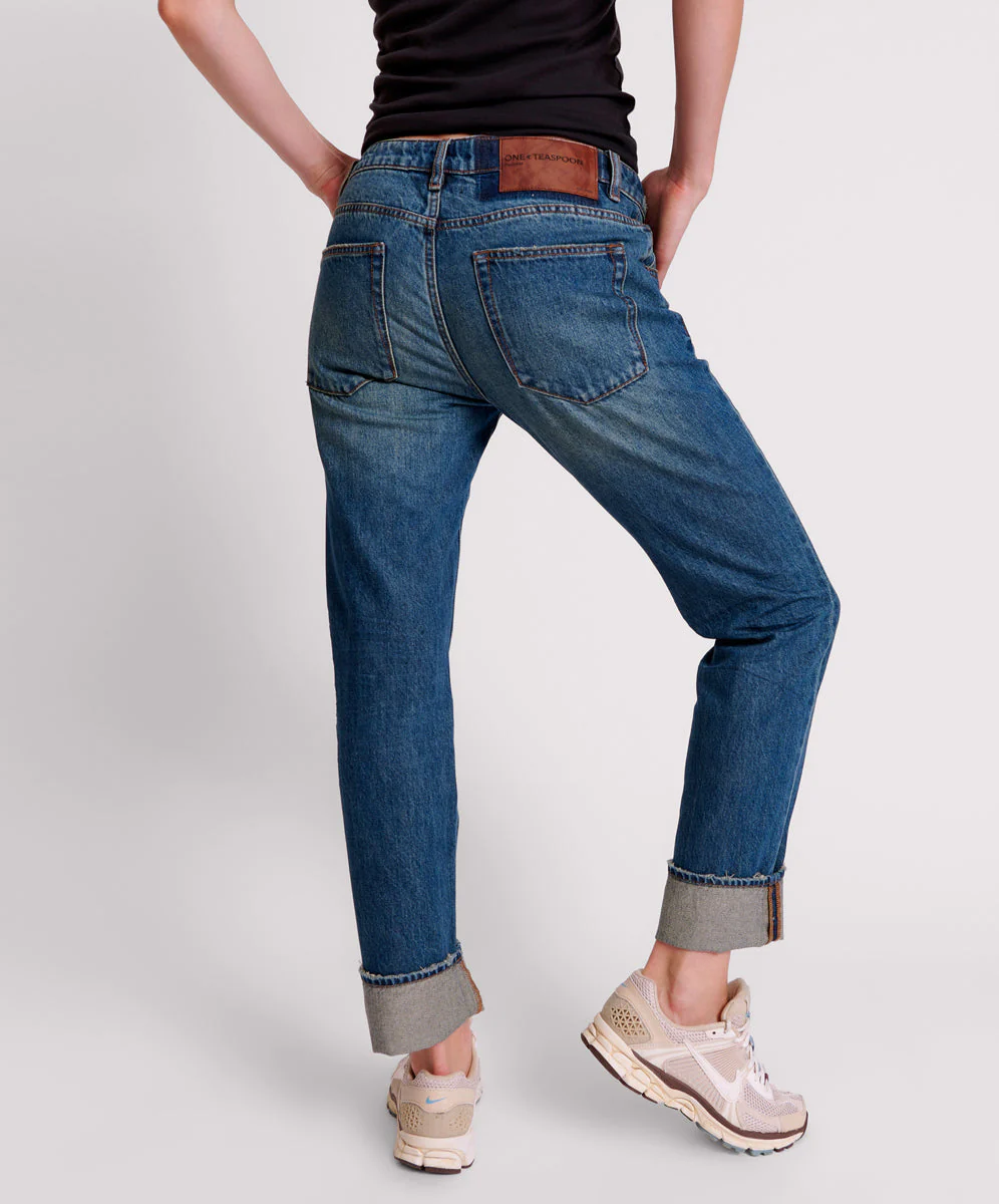 GRITTY BLUE TRUCKERS LOW WAIST STRAIGHT LEG JEANS - Image 5