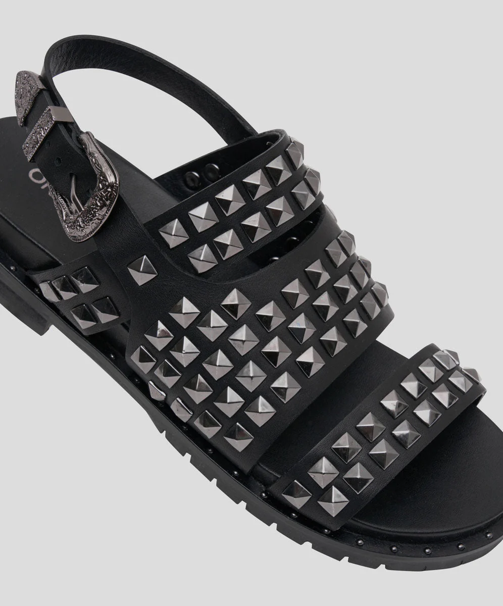 Studded Vivienne Slides - Black Metal - Image 3