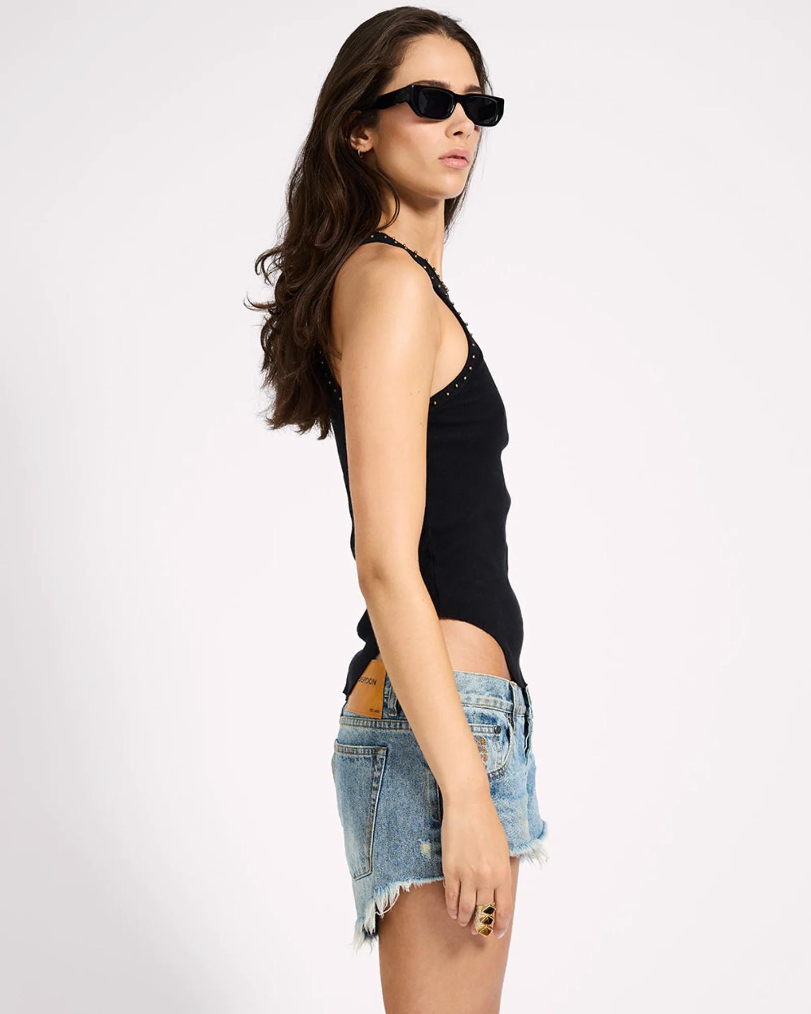 Hand Beaded Ramone Tank - Black - Image 5