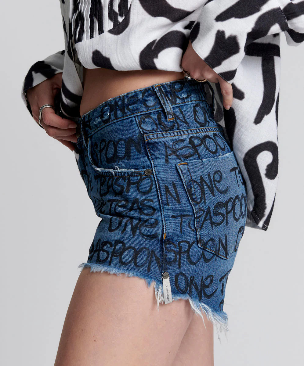 Bonitas High Waist Denim Shorts - Rosewood - Image 3