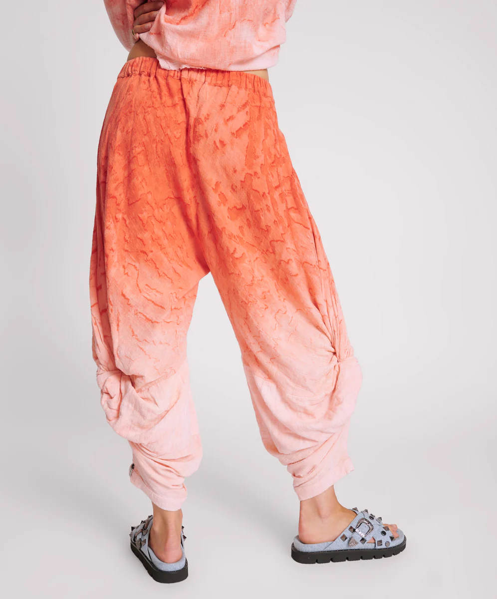 Hand Painted Sunset Muslin Gypsy Pants - Coral - Image 4