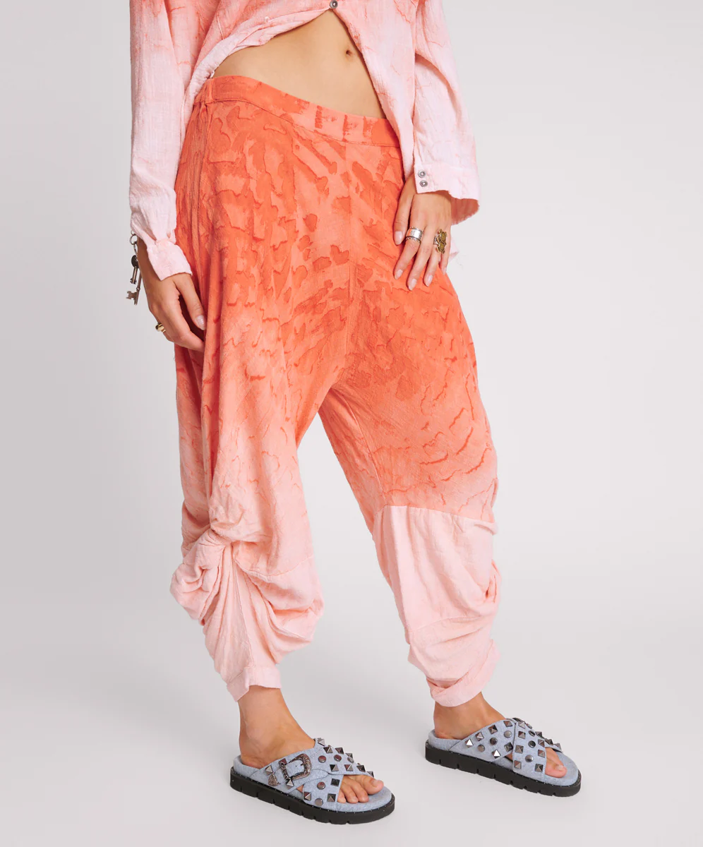 Hand Painted Sunset Muslin Gypsy Pants - Coral - Image 5