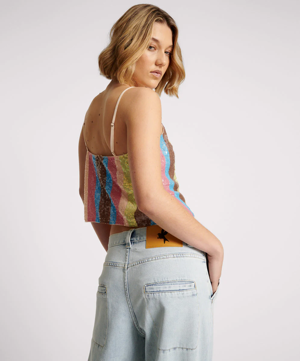 Hand Sequin Ibiza Luxe Party Cami Top - Multi - Image 4