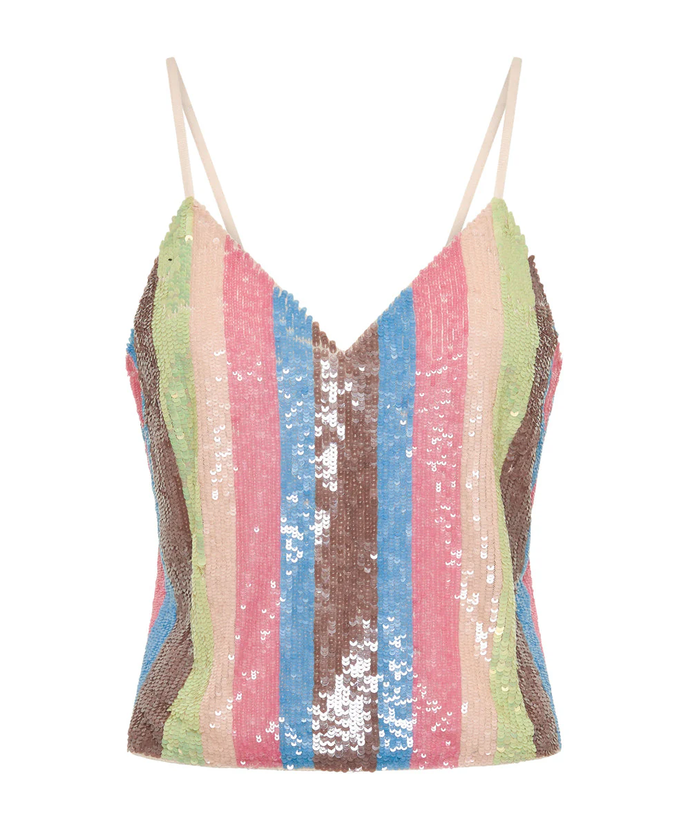 Hand Sequin Ibiza Luxe Party Cami Top - Multi - Image 6