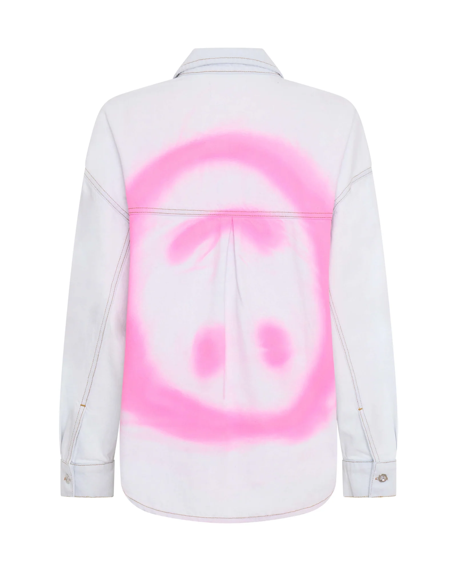 Hand-Sprayed Smiley Daria Denim Shacket - Bel Air Blue - Image 7