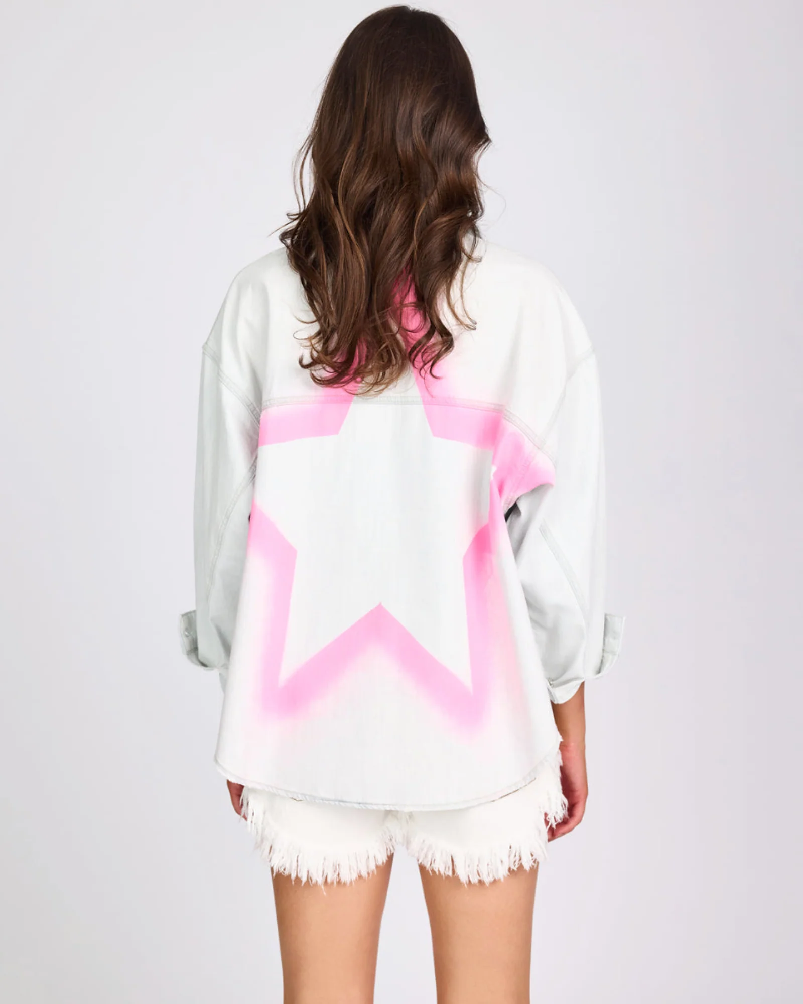 Daria Hand-Sprayed Denim Shacket - Bel Air Blue - Image 4