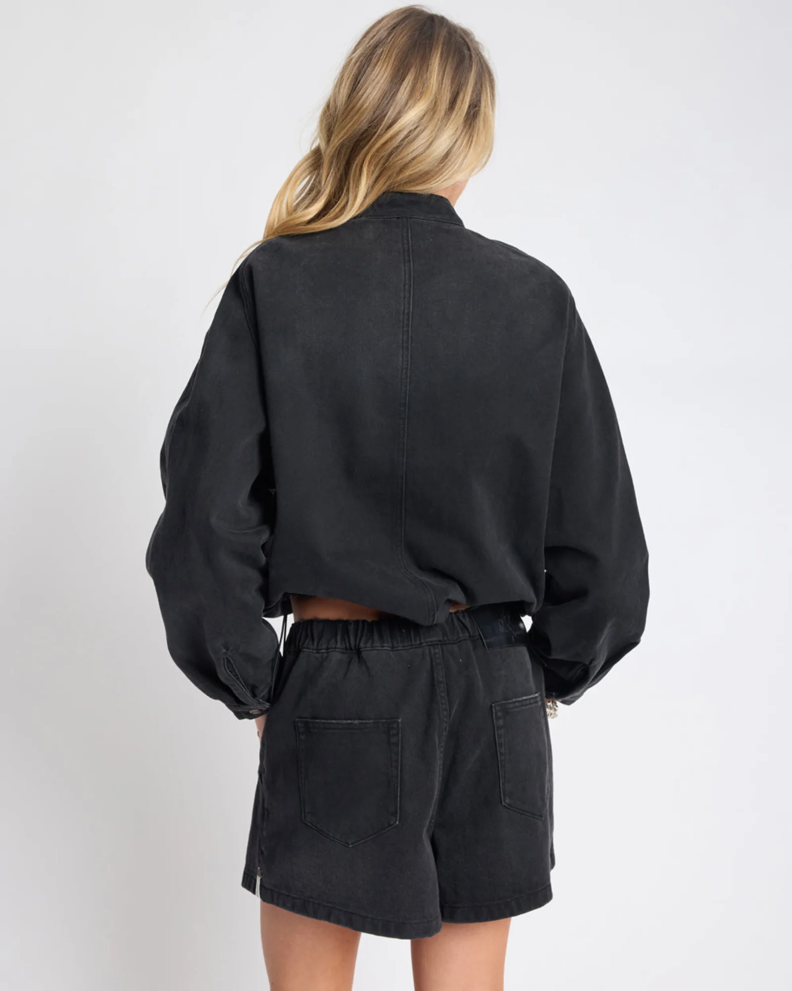 Harley Denim Bomber Jacket - Smokey Black - Image 6