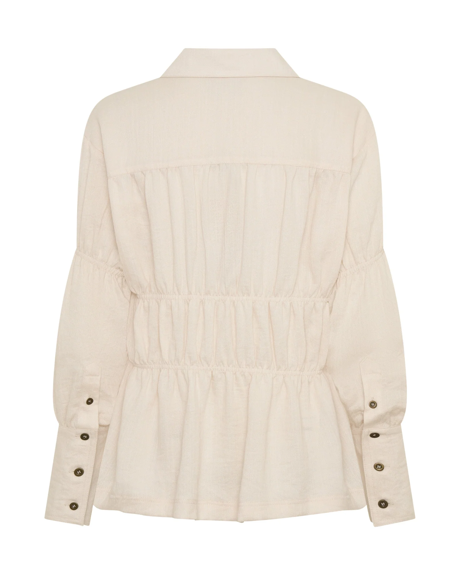 Harper Ruched Longsleeve Shirt - Cream - Image 14