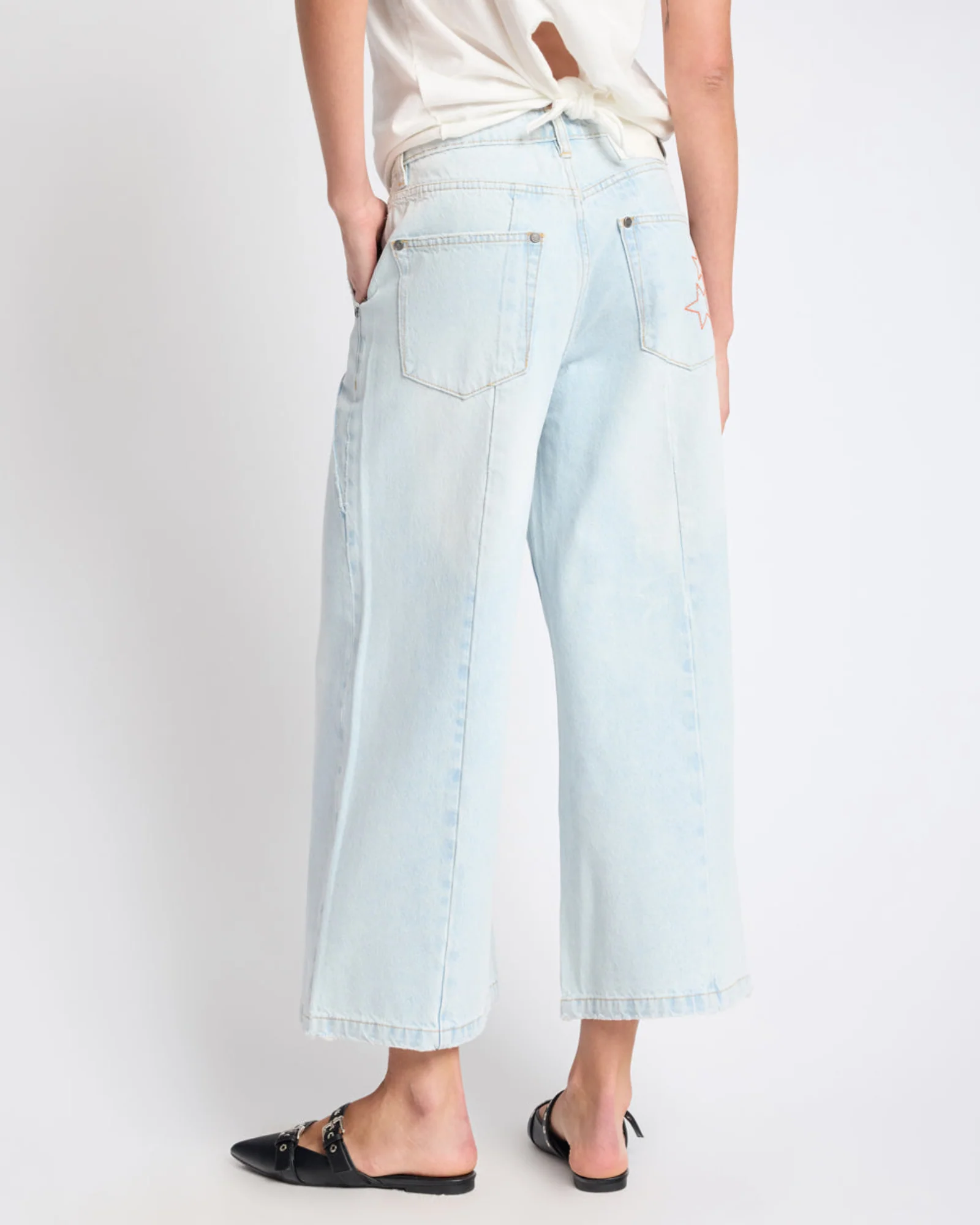 Hayden Mid Waist Wide Leg Cropped Denim Jeans - Bel Air Blue - Image 7