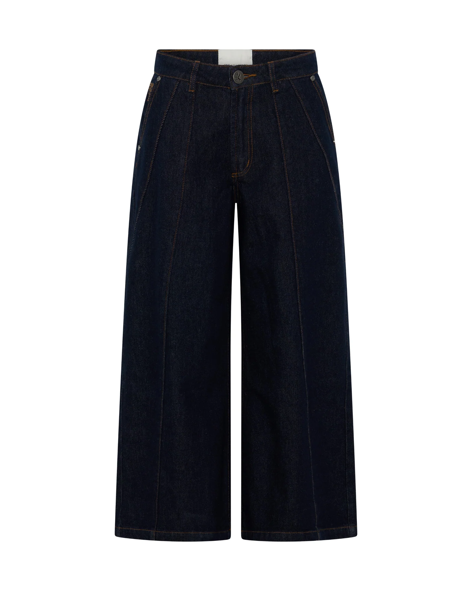 Hayden Mid Waist Wide Leg Cropped Denim Jeans - Raw Indigo - Image 8
