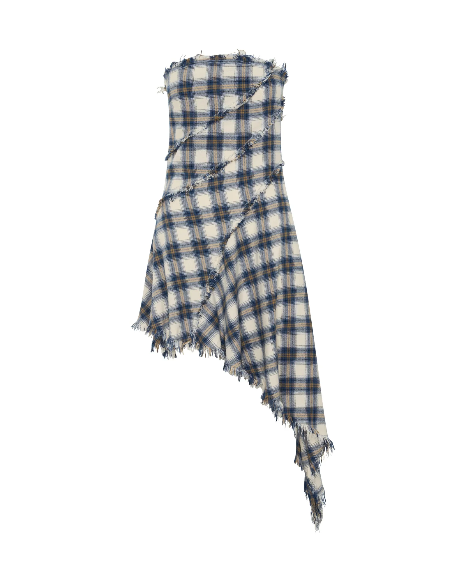Heart Of Glass Asymmetrical Flannel Mini Dress - Blue & White Check - Image 13