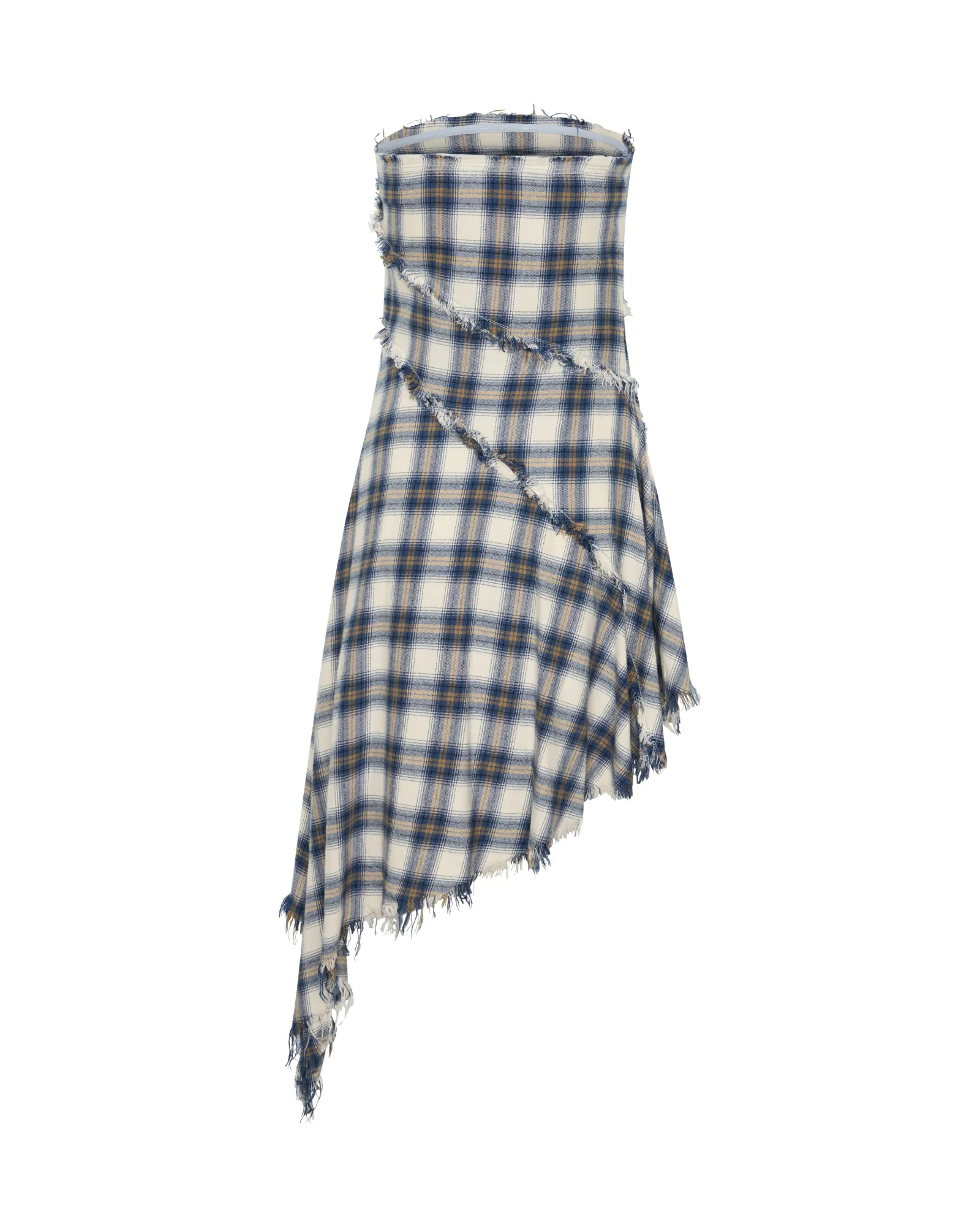 Heart Of Glass Asymmetrical Flannel Mini Dress - Blue & White Check - Image 14