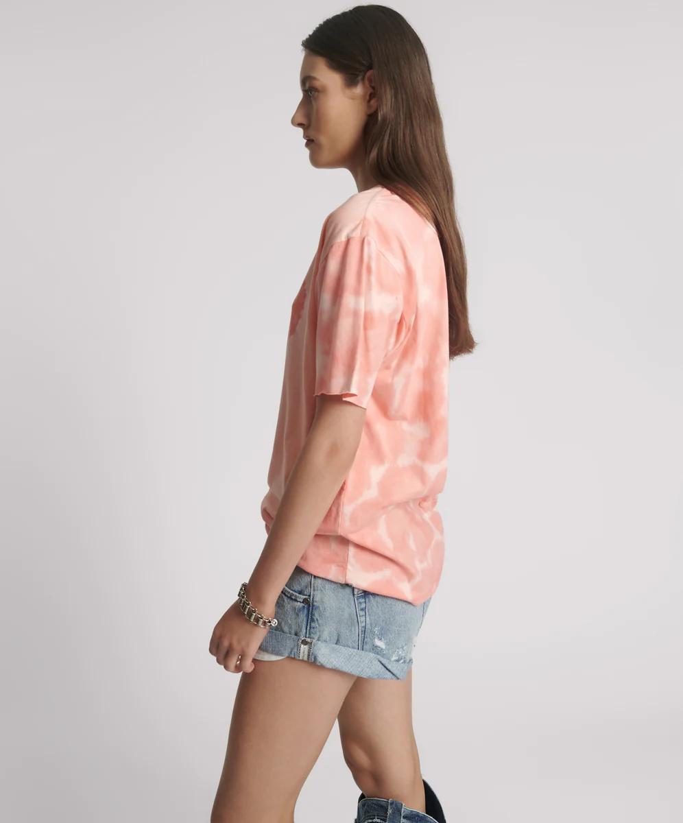 Heart Throb Tie Dye Boyfriend Tee - Coral Pink - Image 3