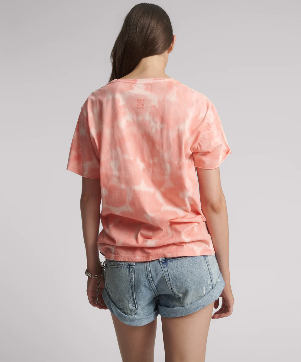 Heart Throb Tie Dye Boyfriend Tee - Coral Pink - Image 4