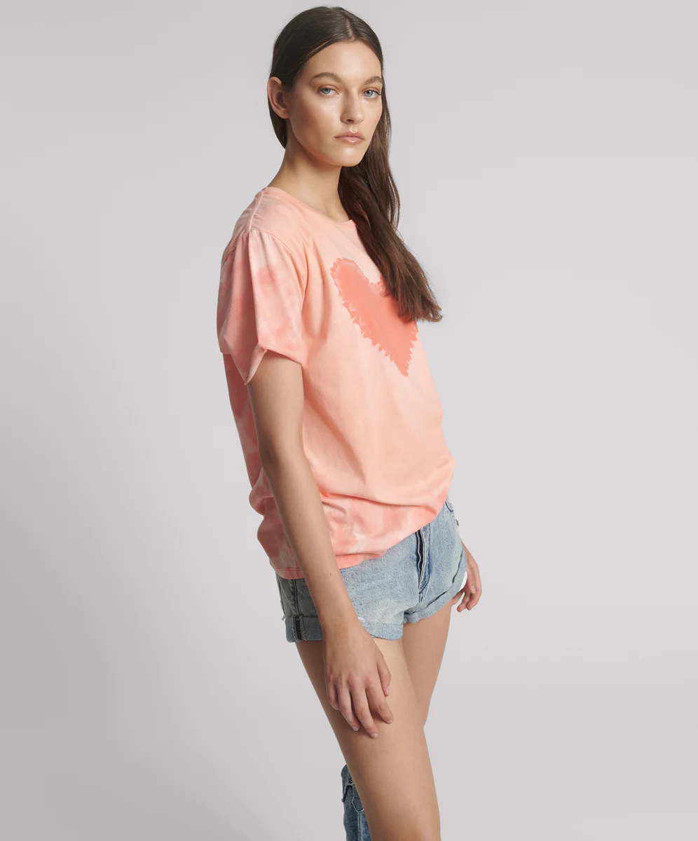 Heart Throb Tie Dye Boyfriend Tee - Coral Pink - Image 5