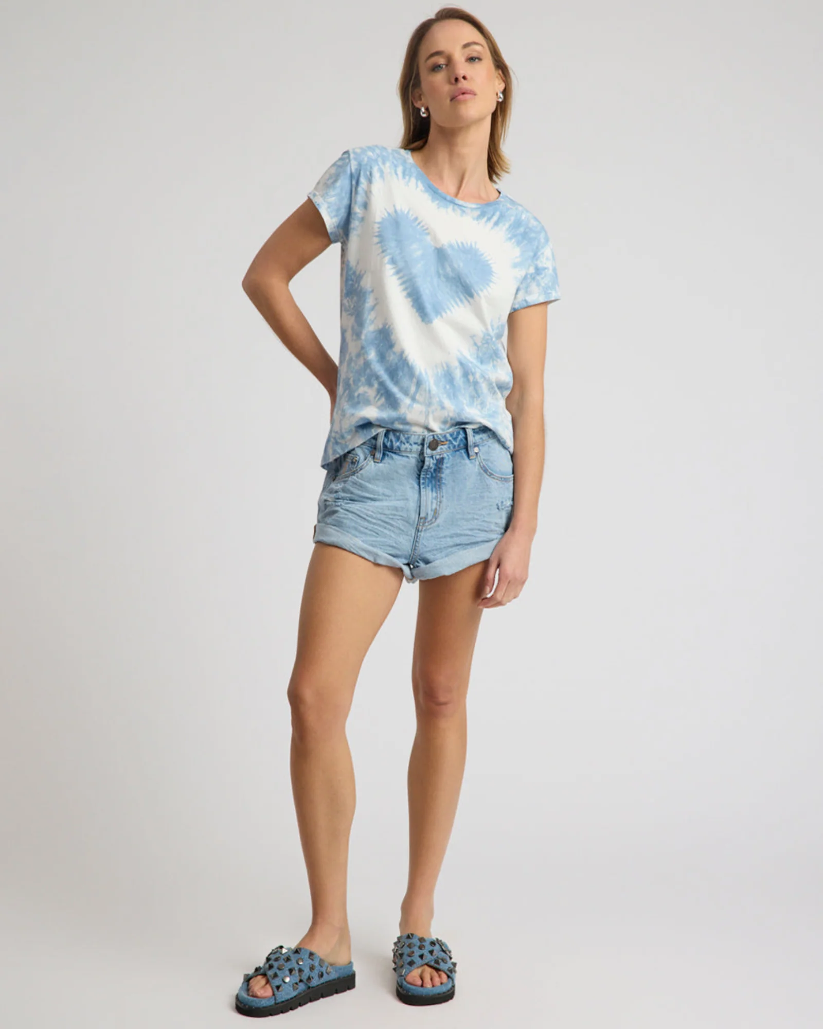 Heart Tie Dye Classic Tee - Faded Blue - Image 2