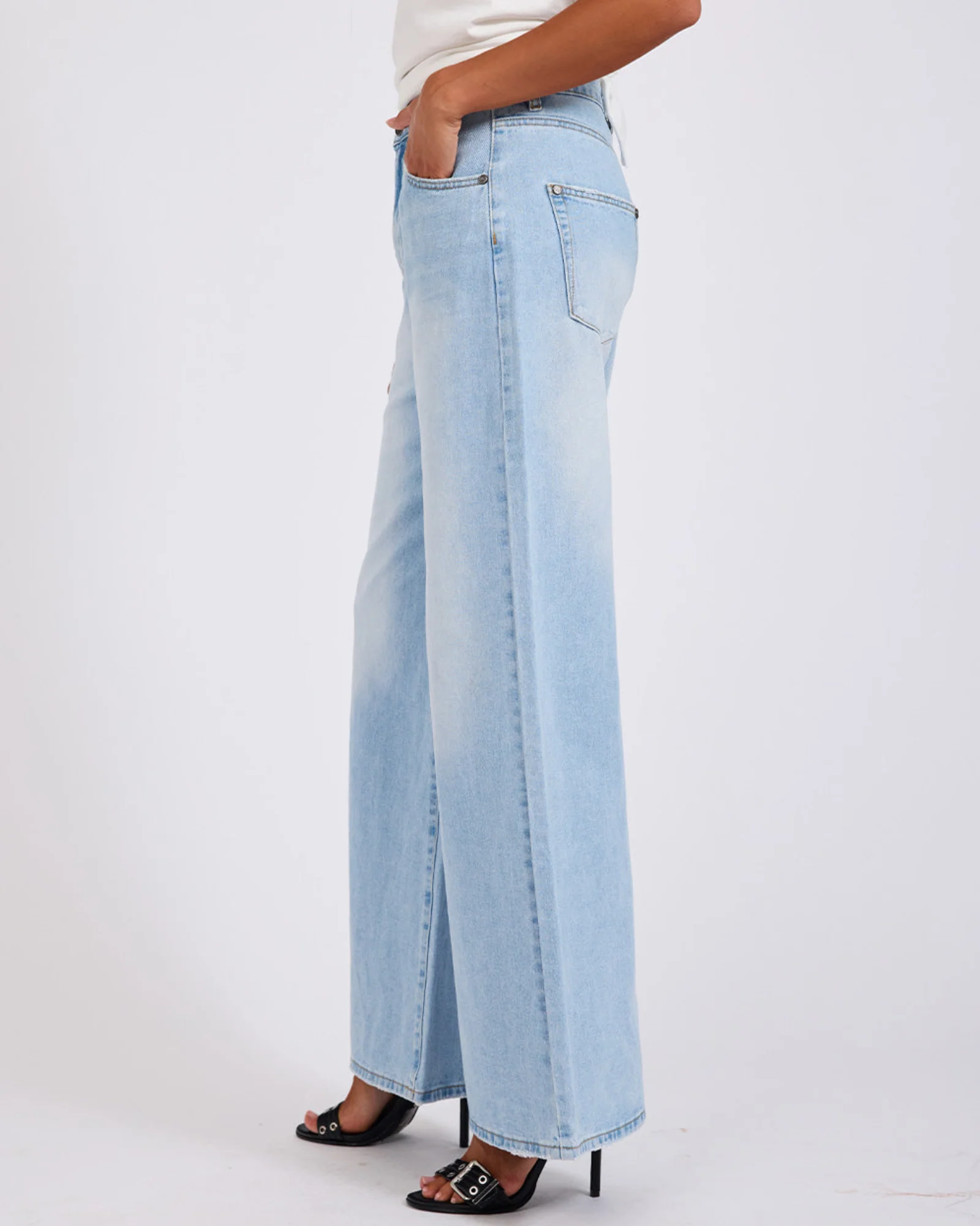 Love Machines Mid Waist Super Wide Leg Heartless Denim Jeans - Blue - Image 4