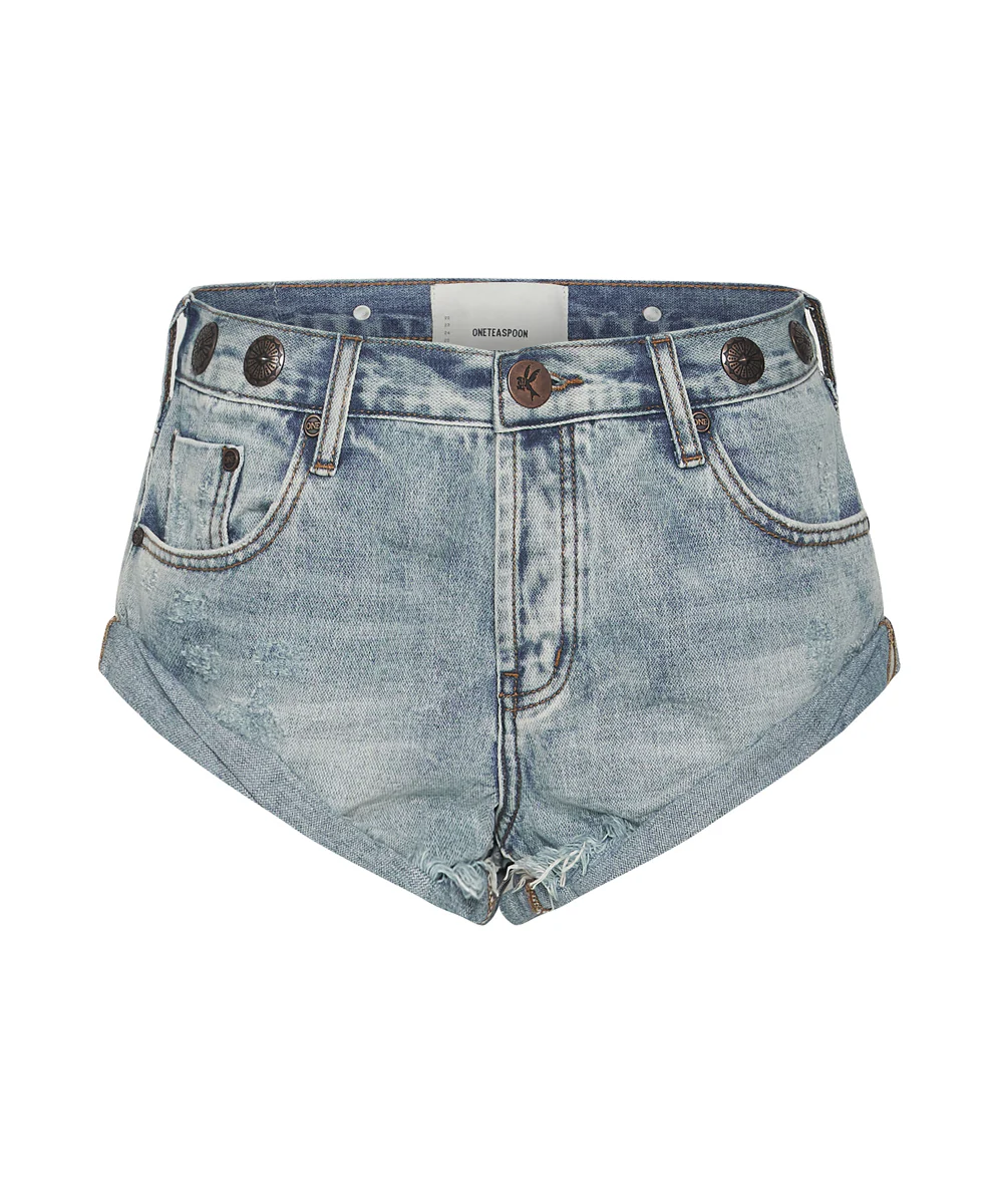Bandits Low Waist Studded Denim Shorts - Hendrixe Blue - Image 9