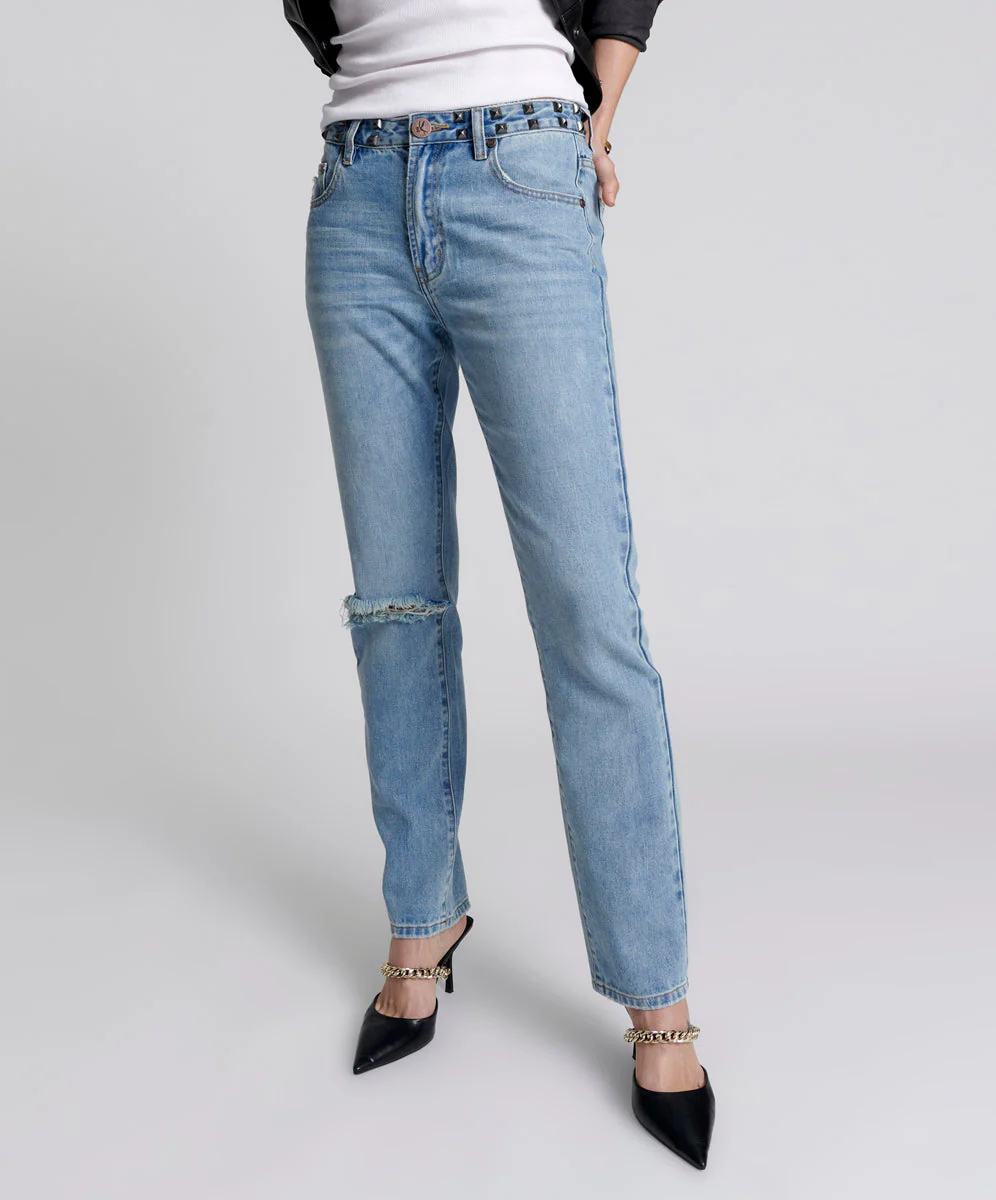 Truckers Mid Waist Straight Leg Denim Jeans - Hendrixe - Image 2