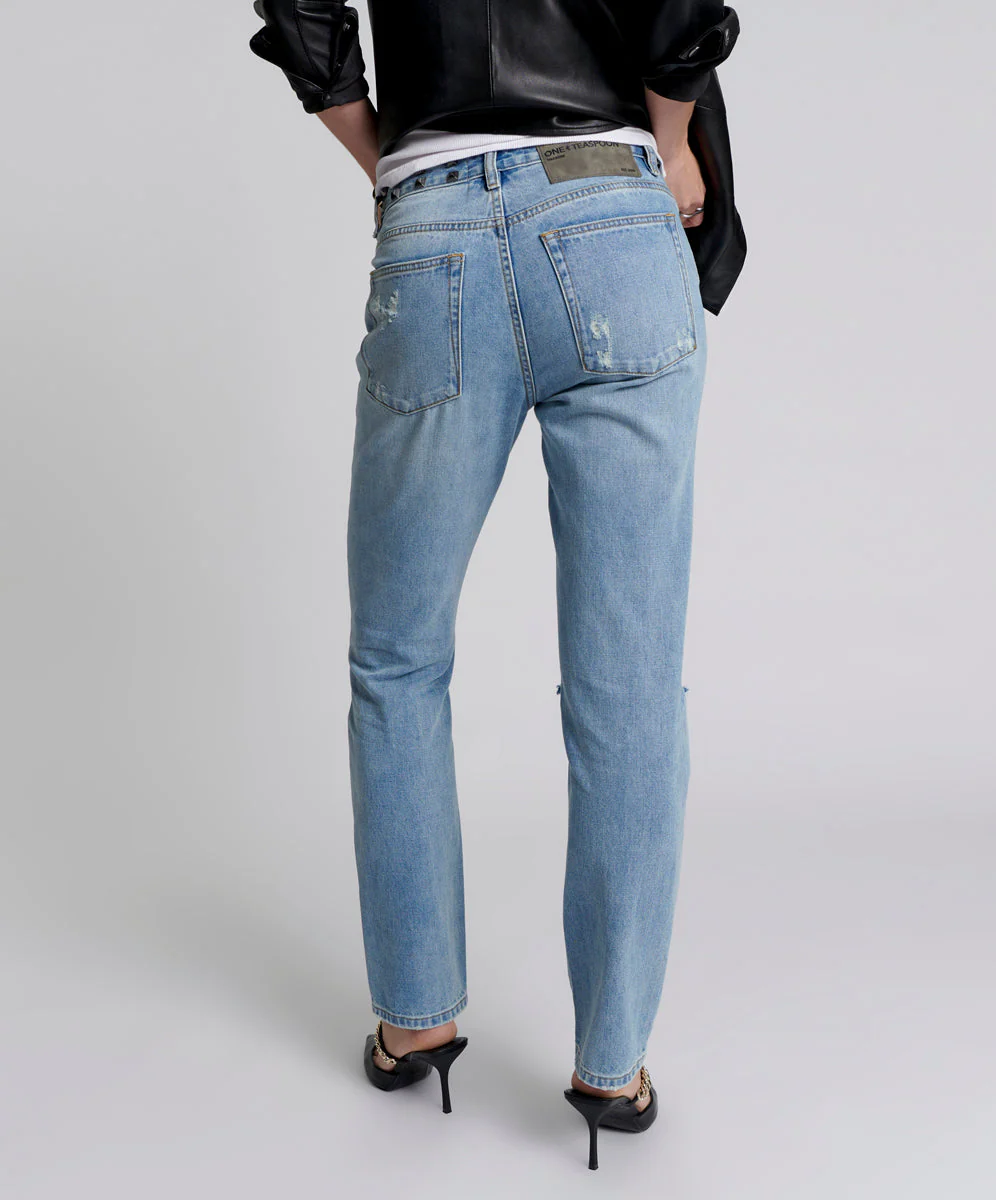 Truckers Mid Waist Straight Leg Denim Jeans - Hendrixe - Image 4