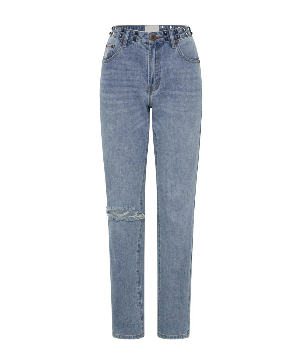 Truckers Mid Waist Straight Leg Denim Jeans - Hendrixe - Image 6