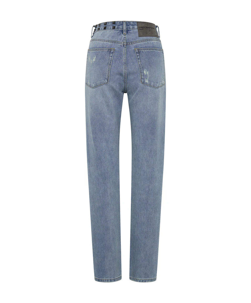 Truckers Mid Waist Straight Leg Denim Jeans - Hendrixe - Image 7