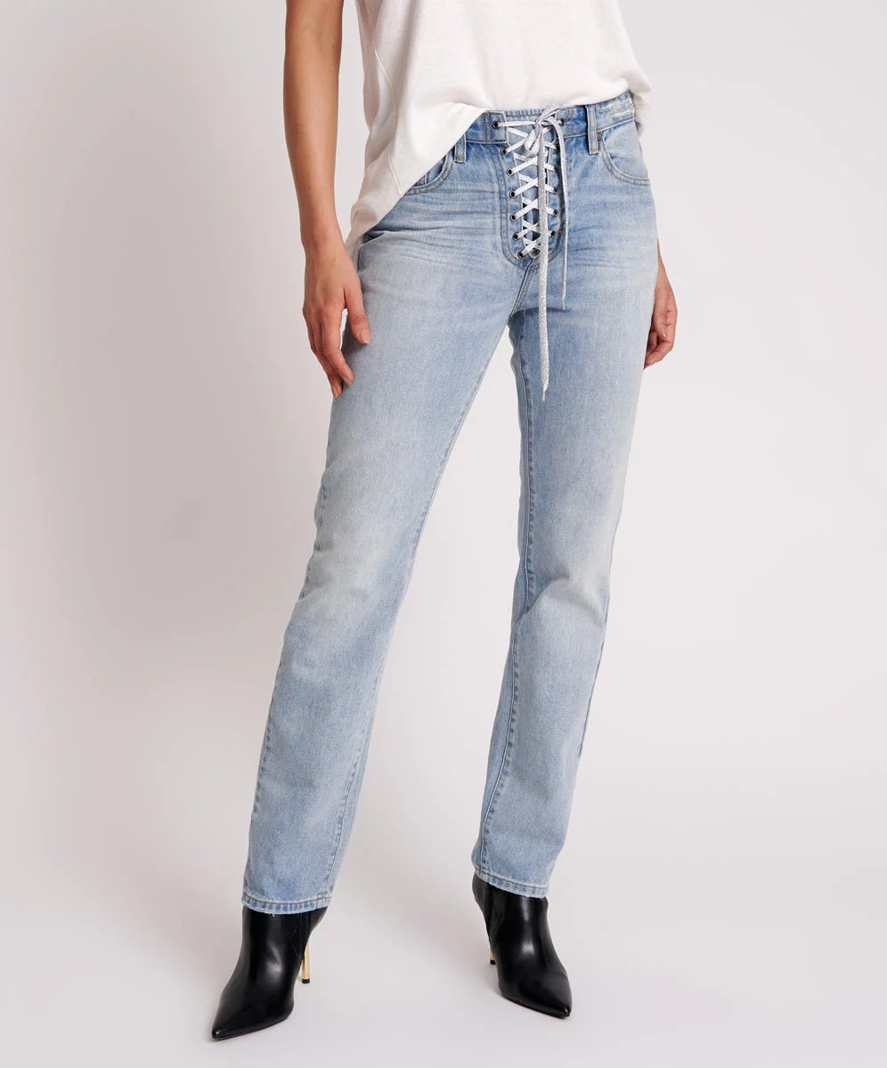 Truckers Mid Waist Straight Leg Denim Jeans - Hendrixe - Image 2